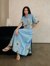 Azure Garden Cotton Yarn dyed Embroidered Skirt and Shirt Co-ord