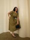 Olive Linen Kaftan Dress