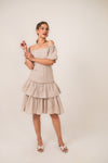 Sand Stripe Ruffle Dress